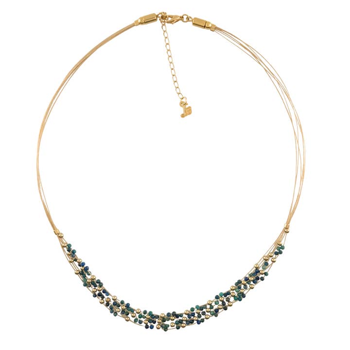 Collana SN501LL intrecciata a mano con mini pietre di lapislazzuli per la vendita all'ingrosso da parte di Sai Brazil