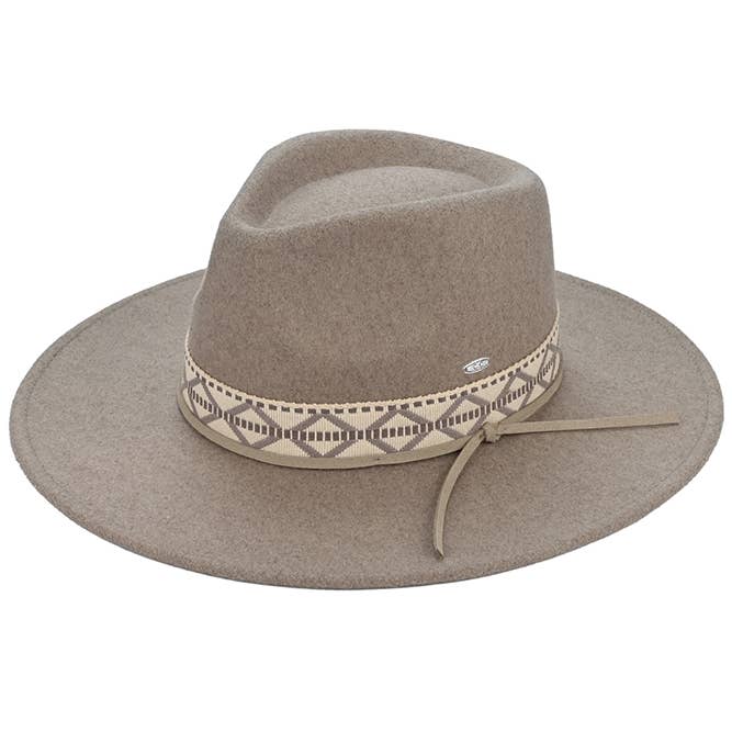 Hana - Wholesale Fedora - Women's - C.C Geometric Trim Band Vegan Felt Panama Hat