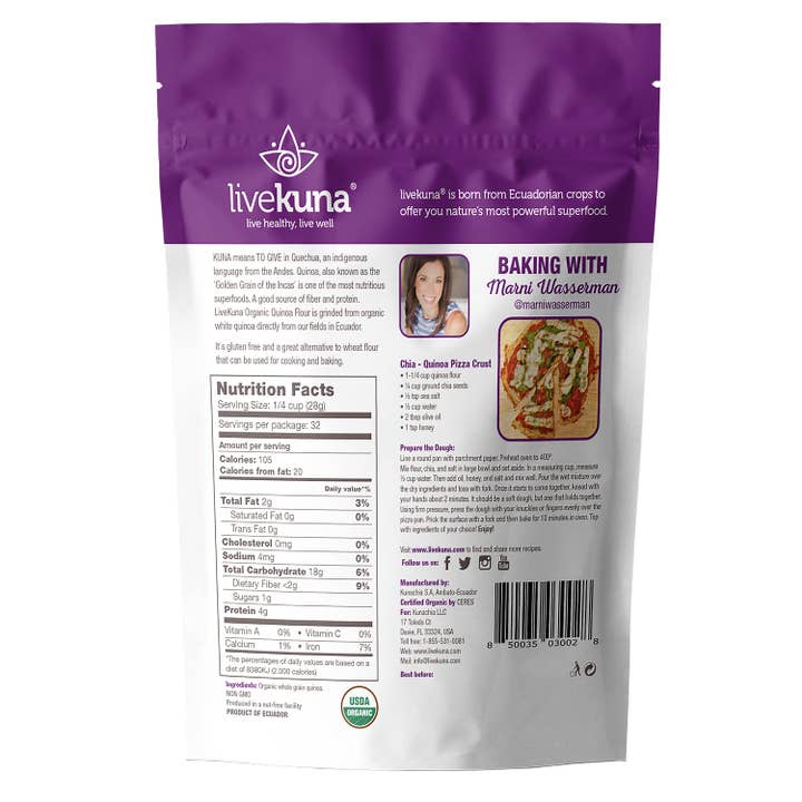 LiveKuna - Wholesale Flour - LiveKuna Organic Quinoa Flour 32oz - Gluten Free