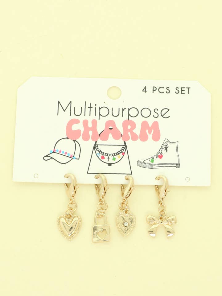4-Piece Bow & Heart Charm Set for wholesale by SP Sophia Collection