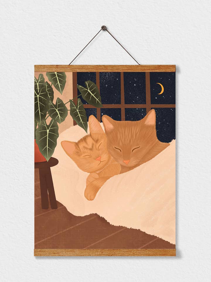 Cuddling Cats Art Print for wholesale by Illustrations Its Funny Howww Inc