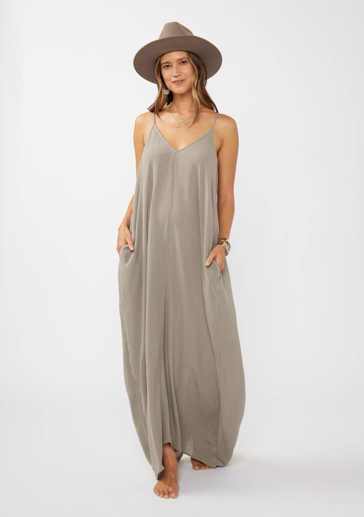 Lovestitch - Wholesale Dress - Women's - The Original V-Neck Cocoon Maxi Dress with Pockets11