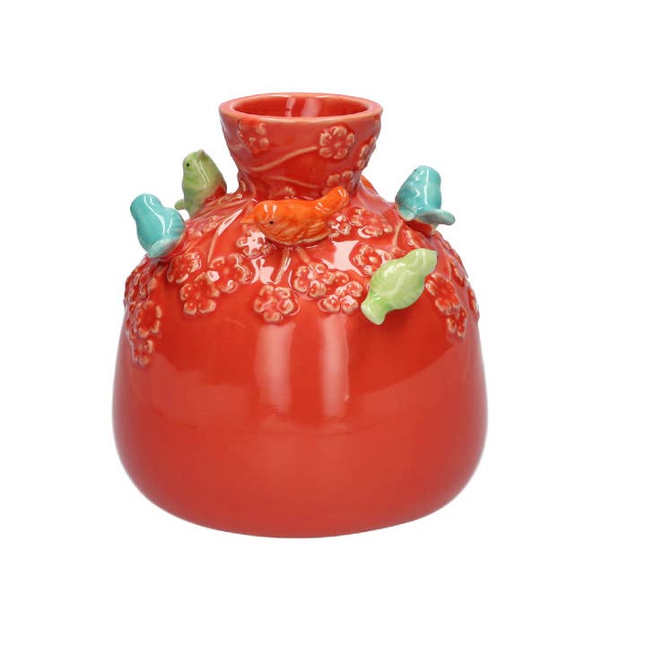 Vaas Birds 16cm hoog Cherry for wholesale by DRYdecorations