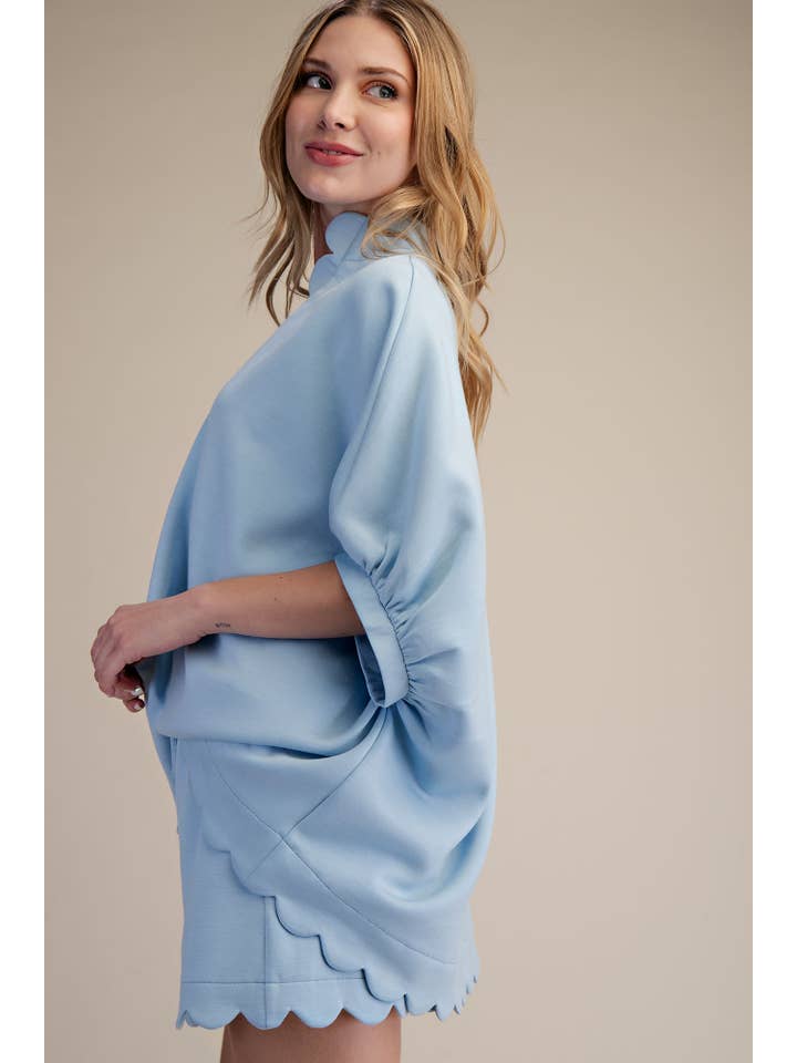 Glam - Wholesale Blouse - Women's - Scallop Neck Line Oversized Top20