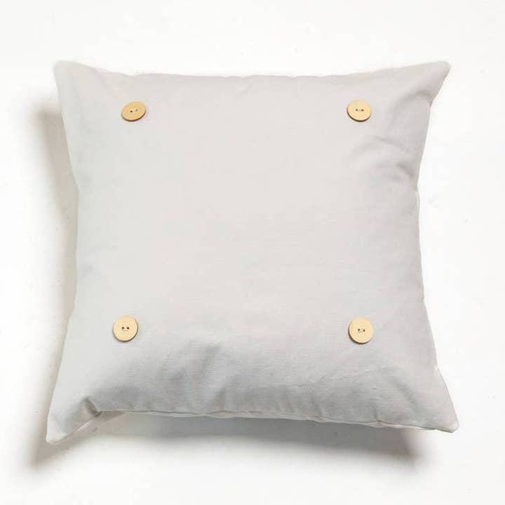 Almofada Quadrada com Botão Algodão Lavado Branco por atacado de LuckyBird Apparel and Home