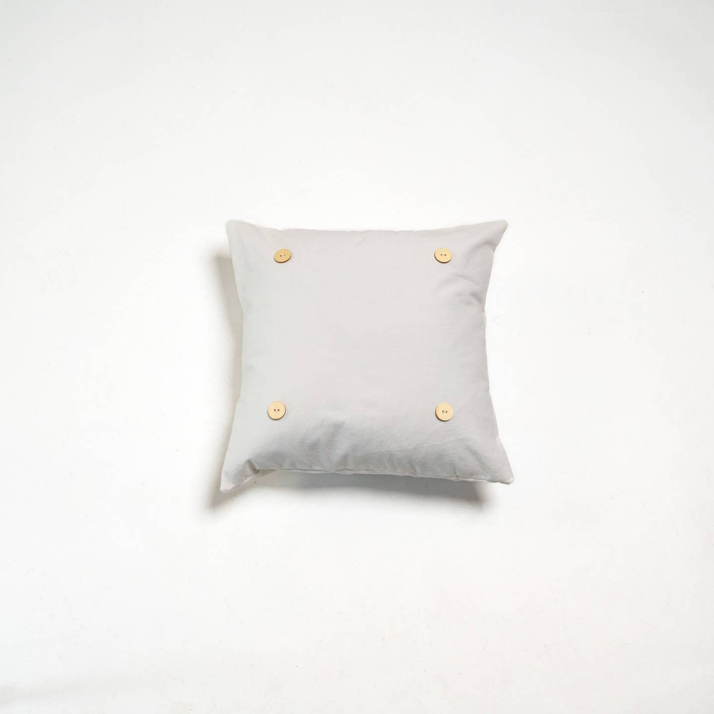 LuckyBird Apparel and Home - Wholesale Throw/Decorative Pillow - Natural Cotton Button Pillow Square