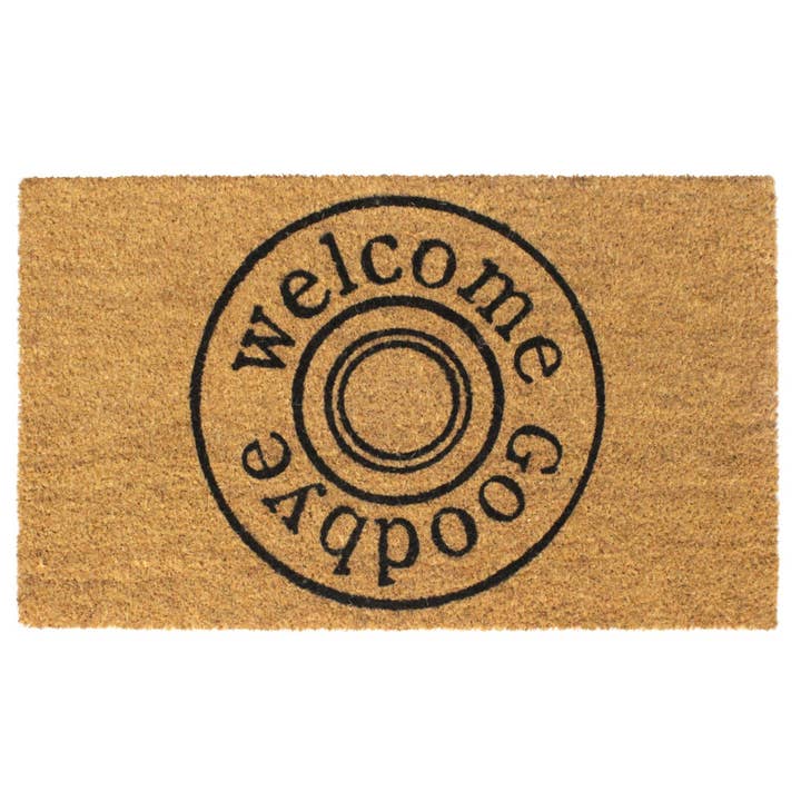 RugSmith Black Welcome, Good bye Doormat, 18" x 30" for wholesale by RugSmith