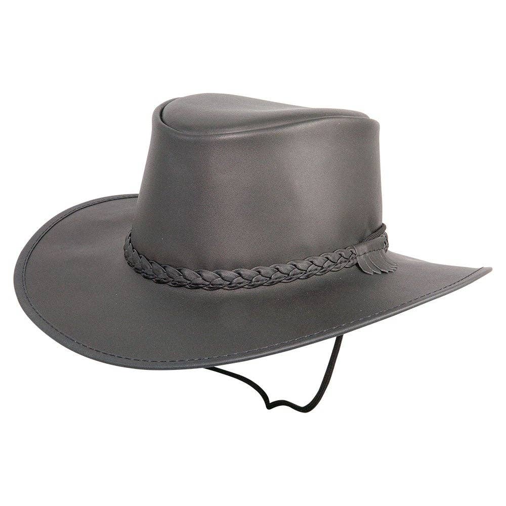 American Hat Makers - Wholesale Cowboy Hat - Unisex - Premium Crushable Leather Outback Hat - Style Crusher8