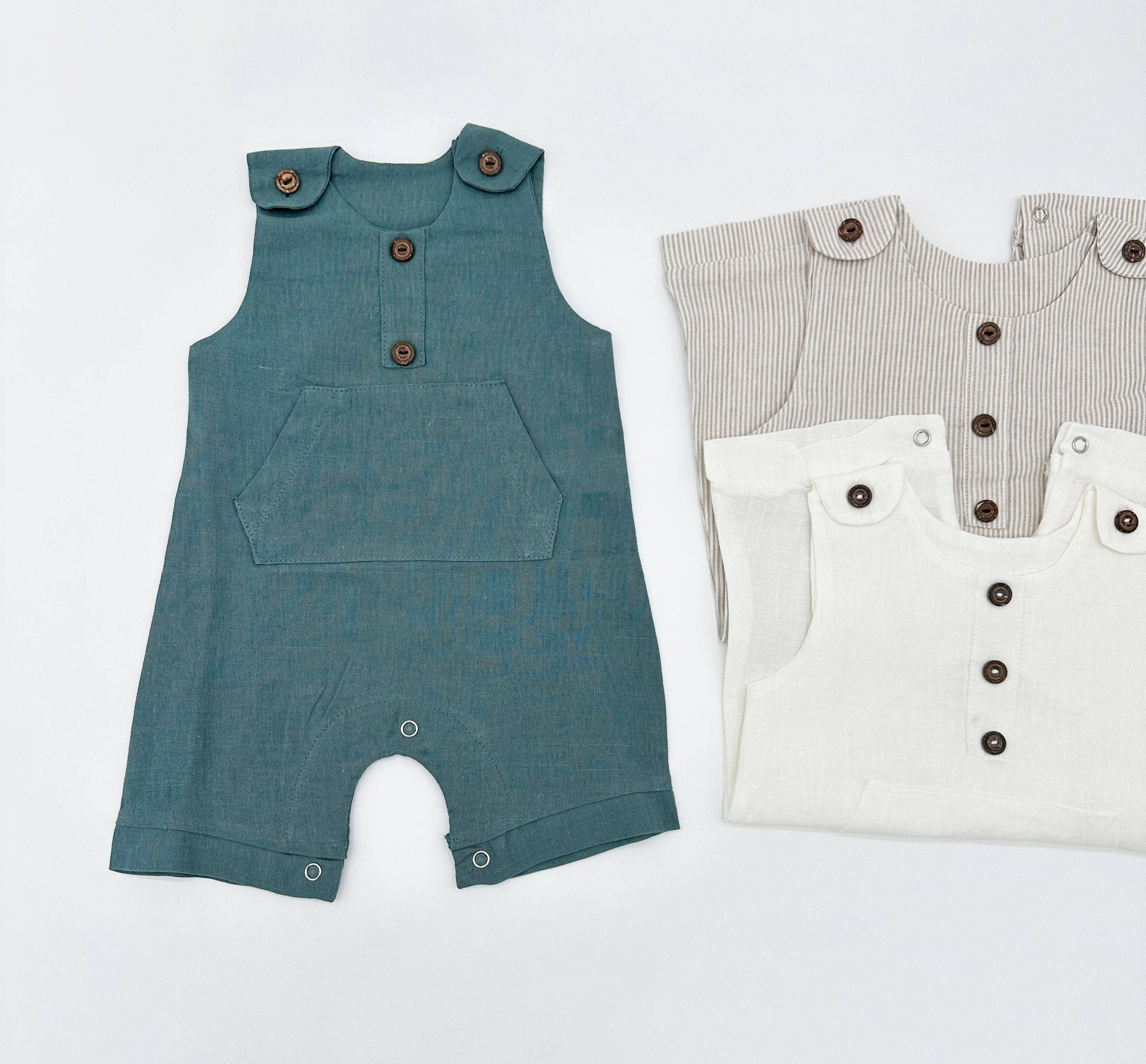 OLIVE & CRADLE - Wholesale Jumpsuit - Baby - Boys Classic Summer Linen Romper | Pierre SHORTS *|* Discontinued0