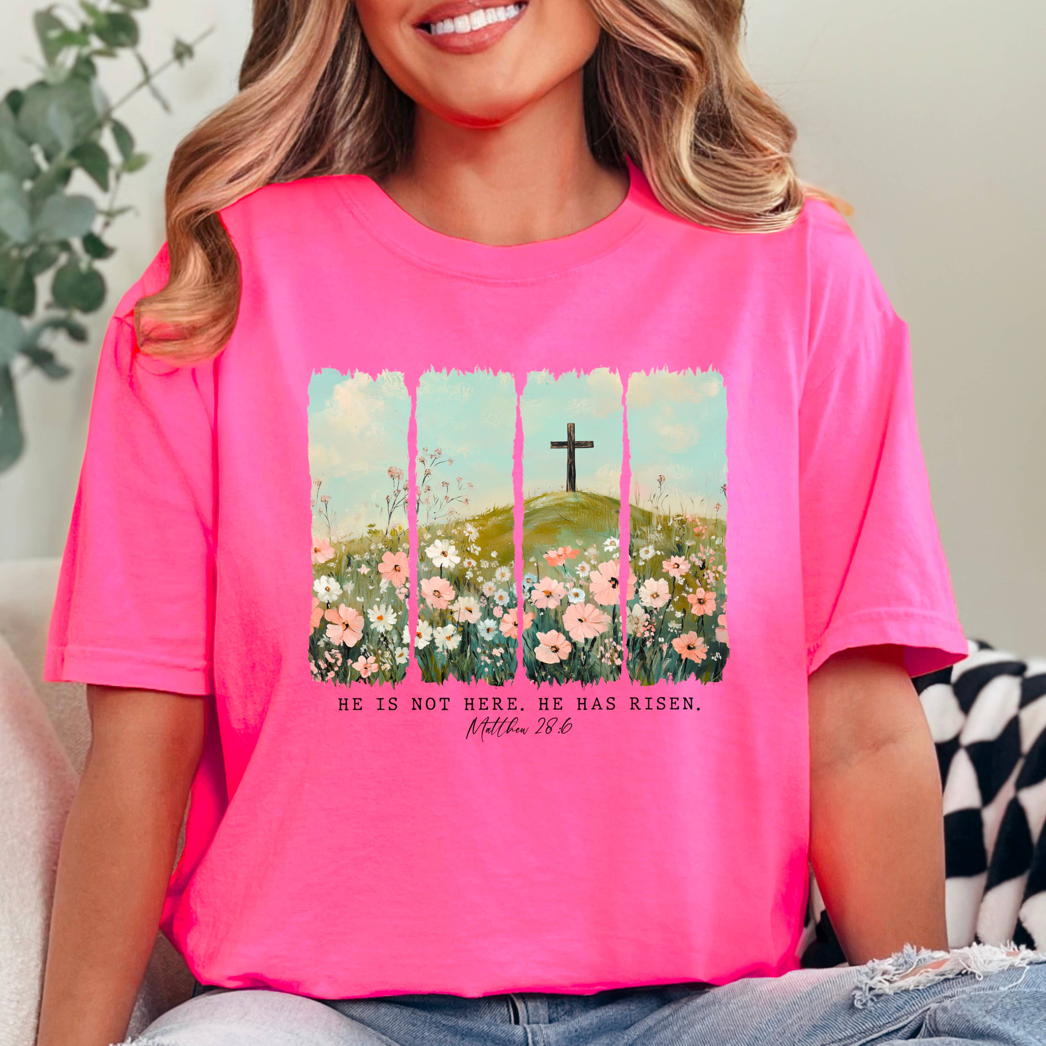 Shoppe SHC – wholesale T-shirt med logga - Dam – Han har uppstått | Påsktröja | Comfort Colors2