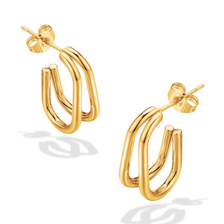 Créoles Double Dip en Or pour la vente par Full Herizon