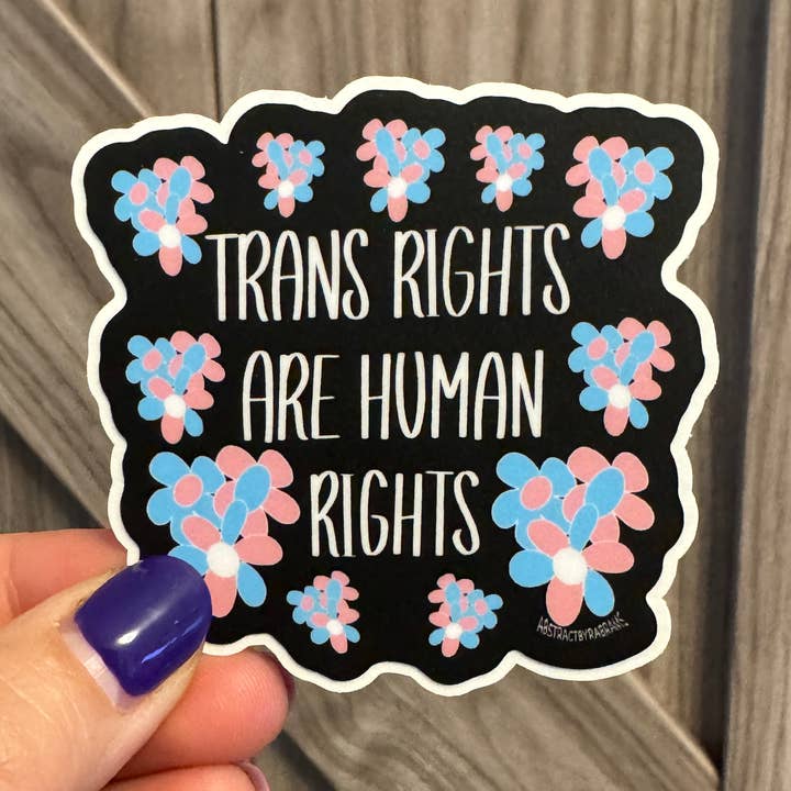 Trans Rights Are Human Rights Floral Matte Vinyl Sticker for wholesale by AbstractbyRabrams