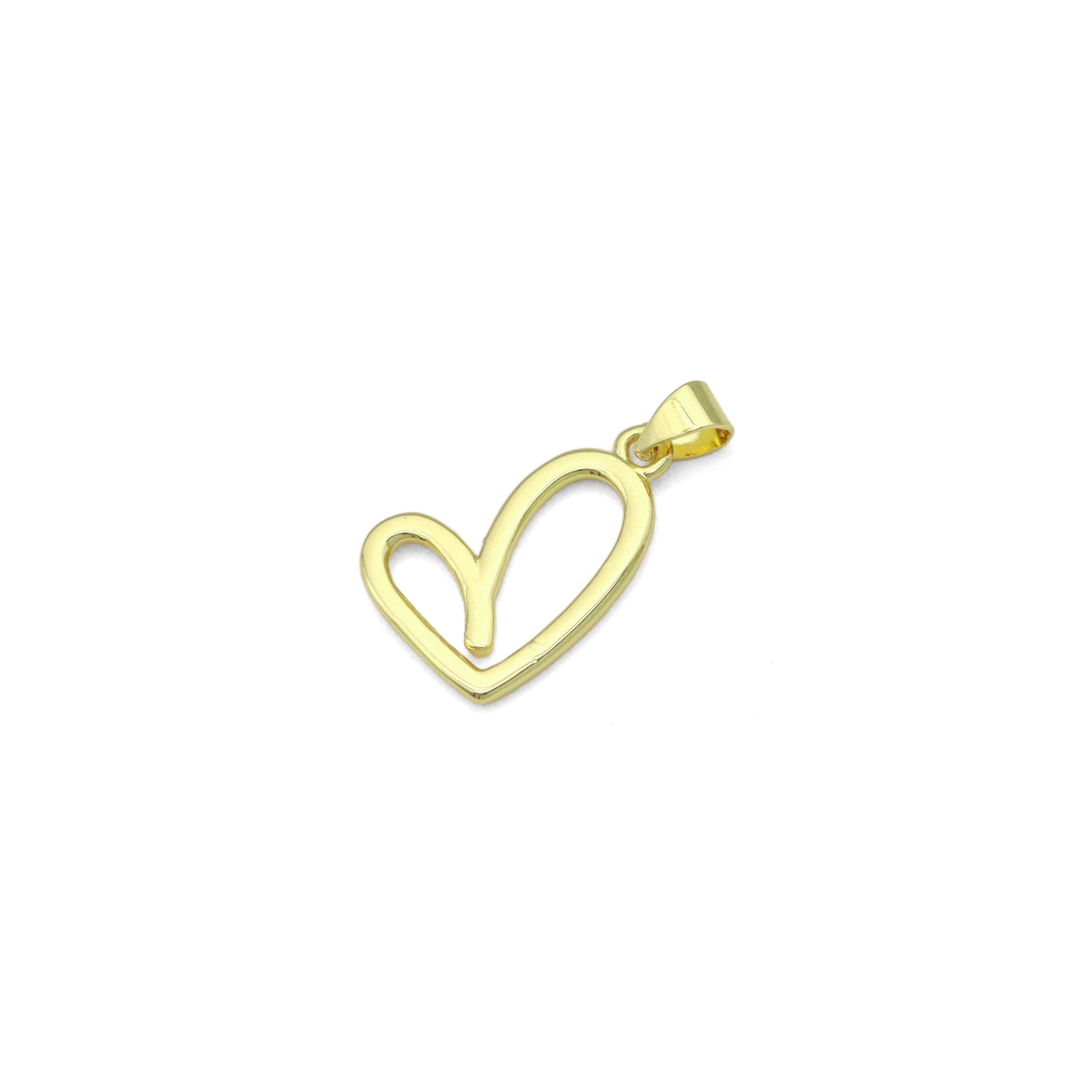 BestBeads&Beyond - Wholesale Individuele bedel/hanger - Gouden ongebalanceerde hartvormige bedelhanger, Sku #LK11140
