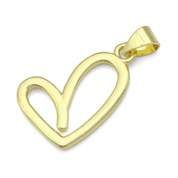BestBeads&Beyond - Wholesale Individual Charm/Pendant - Gold unbalanced Heart Shape Charm Pendant, Sku#LK11140