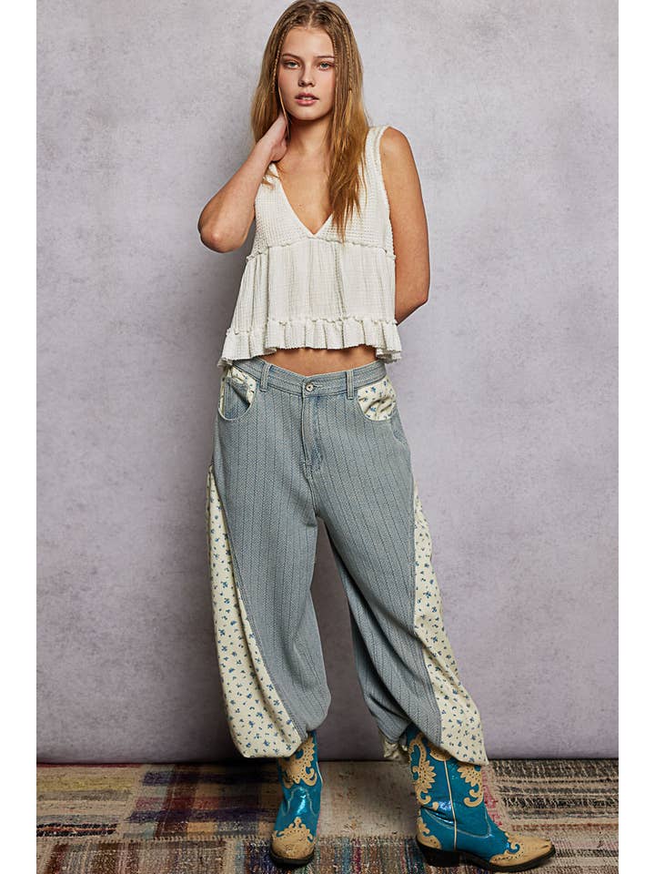 Pol Clothing - Wholesale Knit Top - Women's - Sleeveless contrast thermal cropped babydoll top SALE9