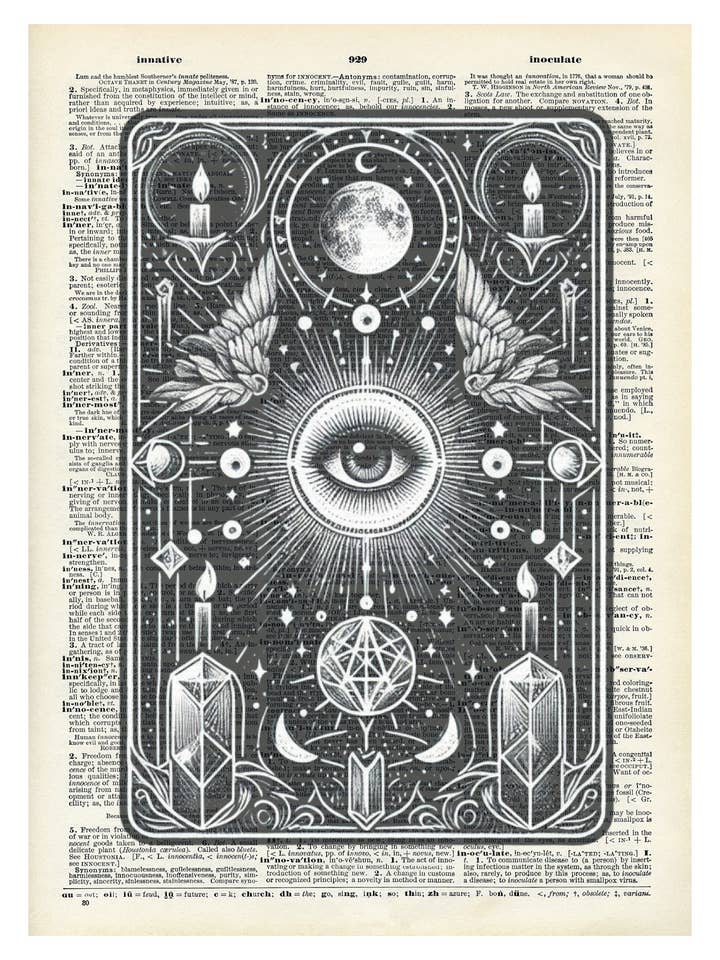 Il celeste, tarocchi, vintage, stampe di dizionario per la vendita all'ingrosso da parte di Crazilyhumbledesigns