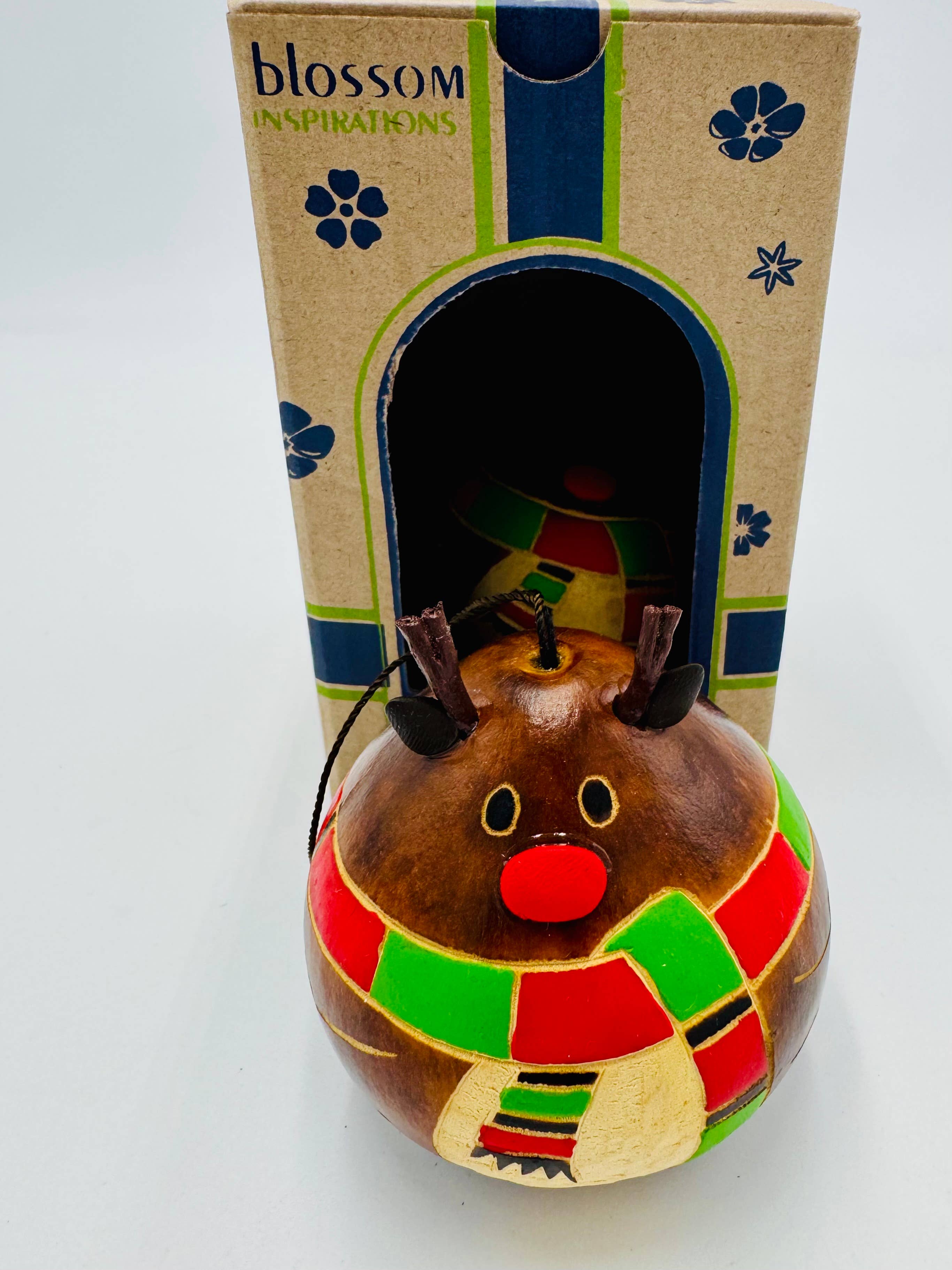 Blossom Inspirations - Wholesale Ornament - Rudolph the red nose reindeer gourd1