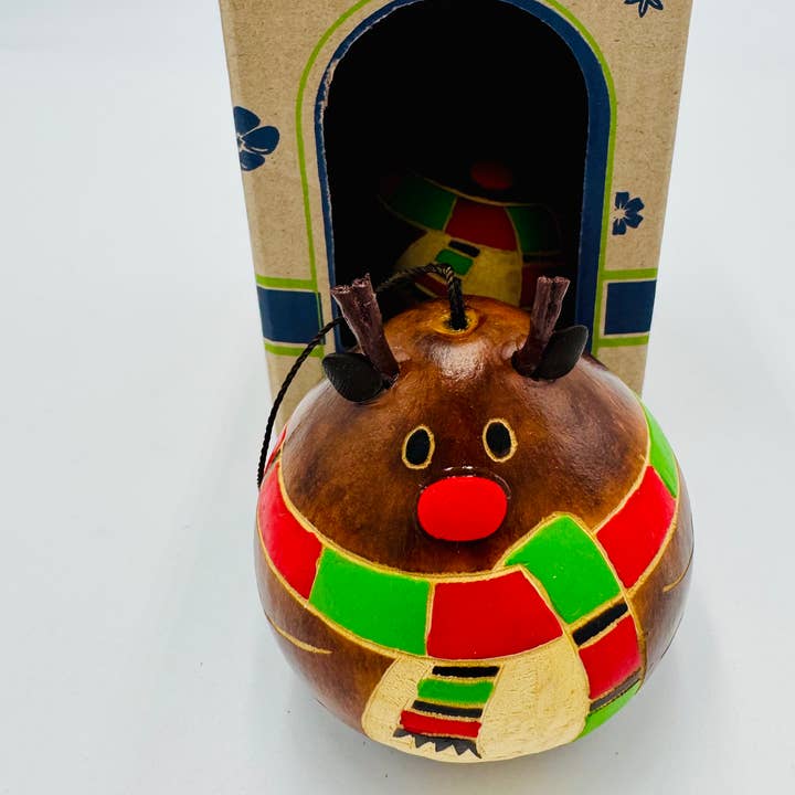 Blossom Inspirations - Wholesale Ornament - Rudolph the red nose reindeer gourd1