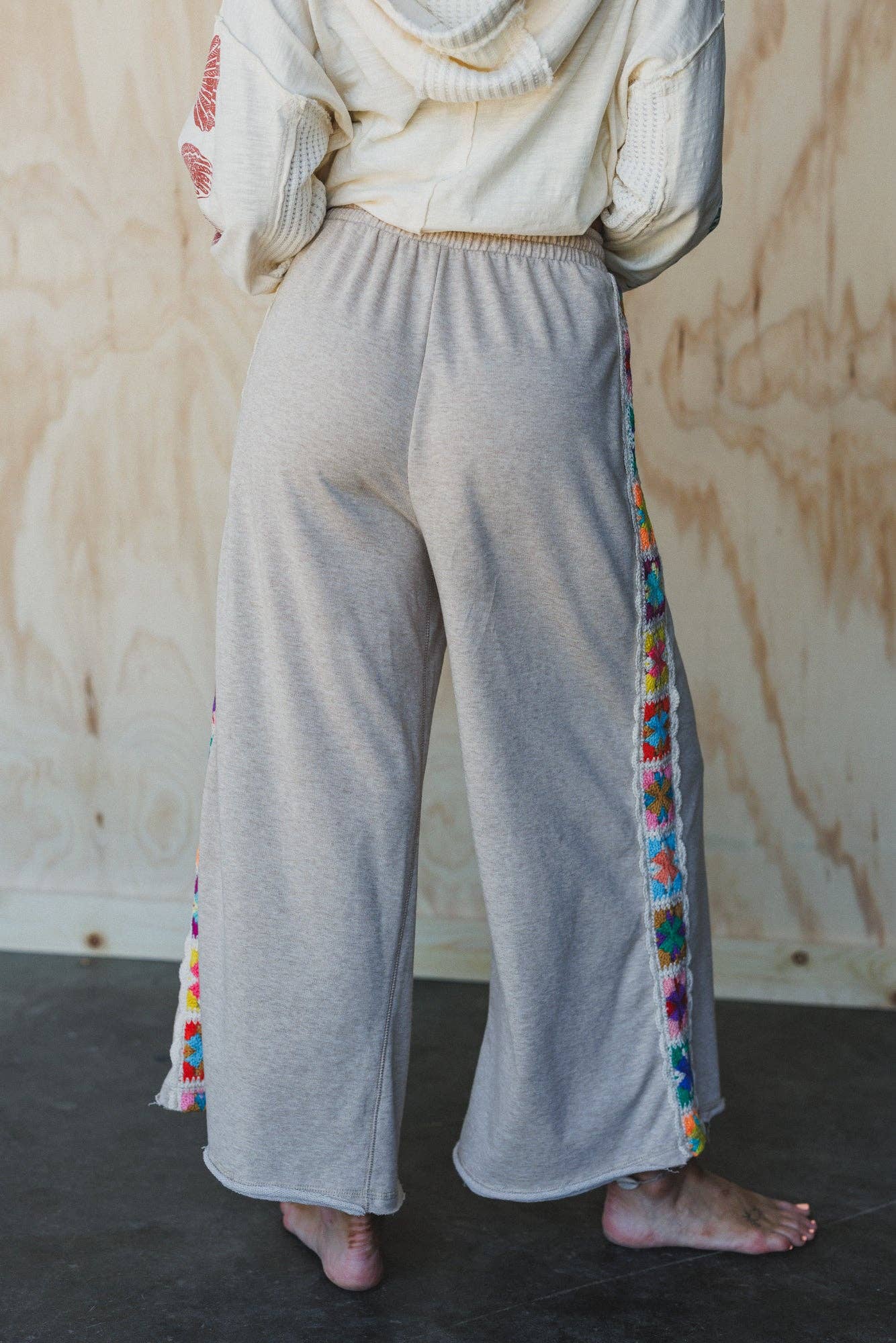 Three Bird Nest - Wholesale Pants - Women's - Love Seeker Crochet Panel Pants - Oatmeal0