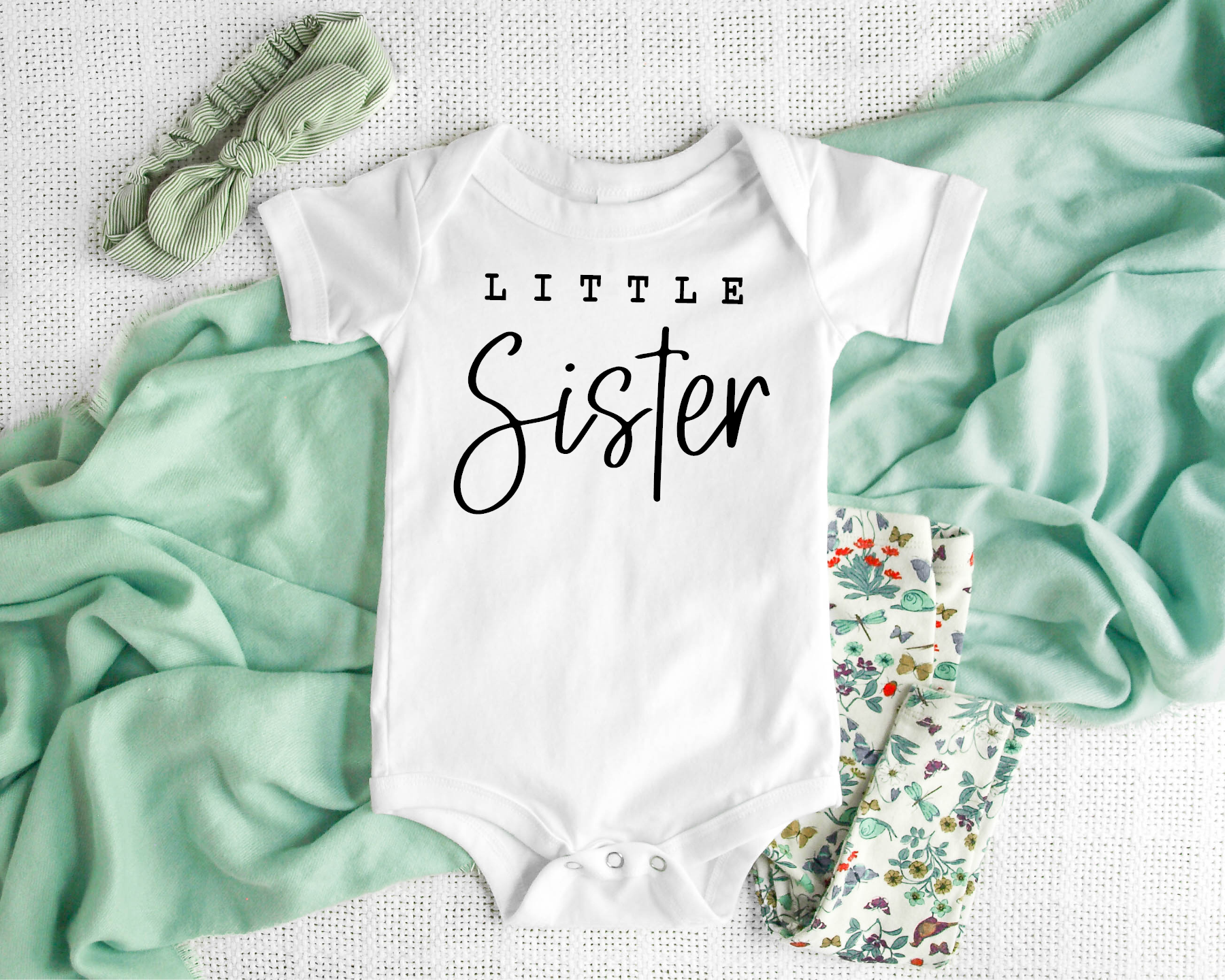 Claire and Bella - Wholesale Bodysuit (Non-Footed) - Baby - Little Sister Pregnancy & Gender Reveal Onesie2