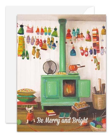 JANET HILL STUDIO - Wholesale Christmas Card - The Knitter. Blank Card1
