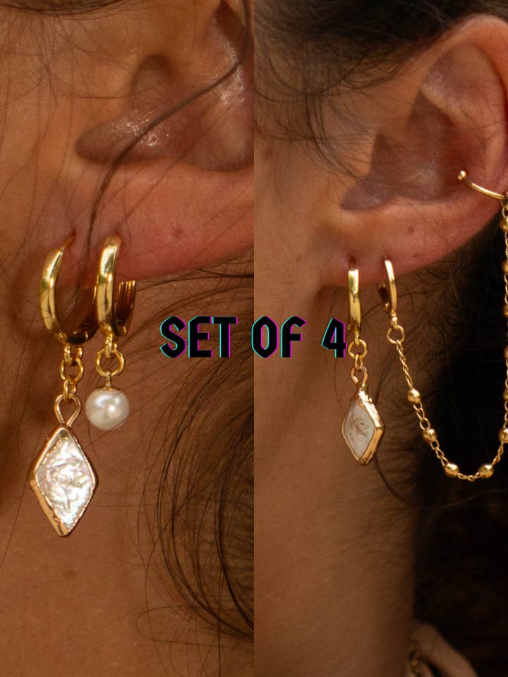 Conjunto de Punho Pérola e Ouvido Diamond Pearl e Orelha por atacado de Toasted Jewelry