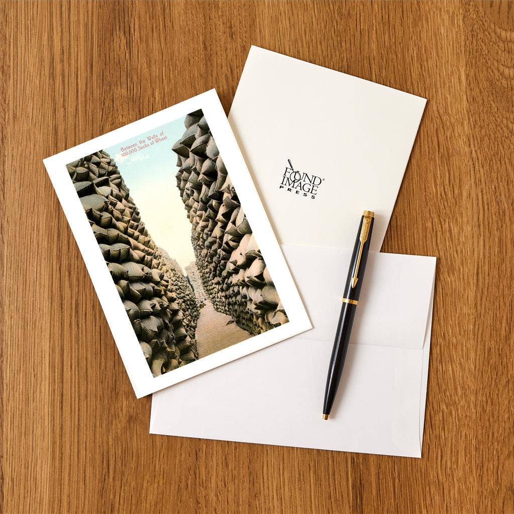 Found Image Press - Wholesale Stationery/Notecard Set - Greeting Card AG-64 Walls of Wheat Sacks1
