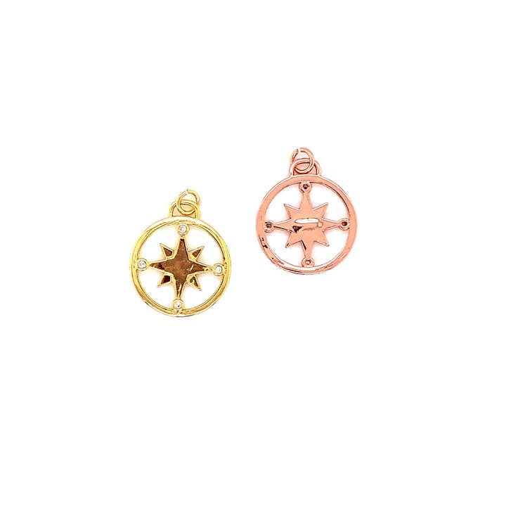 The Bead Bazaar - Wholesale Individual charm/pendant - Silver Compass Travel Charm For Necklace, Wholesale Bulk Charms For Jewelry Making, Navigation Charm, Rose Gold Compass Charm, Gold Travel1