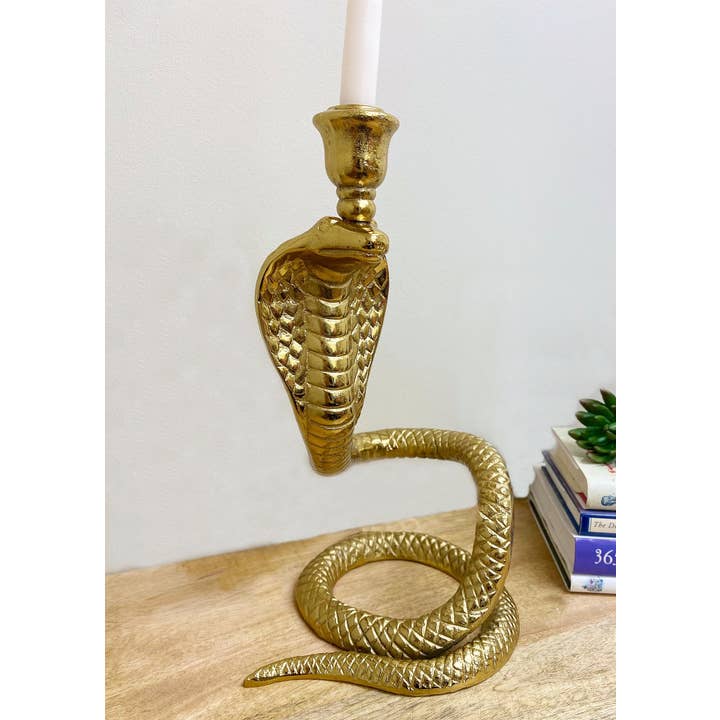 Geko Products - Wholesale Candle Holder - Large Gold Snake Candle Holder