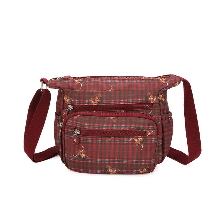 Crossbody Bag 8012# Highland Cow Wine for wholesale by Strathurie