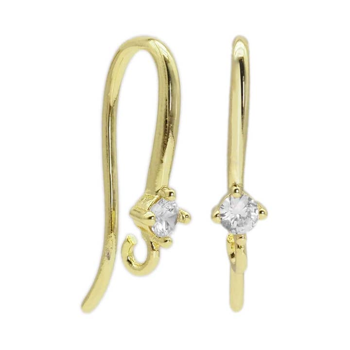 BestBeads&Beyond - Vente Boucles d'oreilles pendantes - Crochets pour boucles d'oreilles en or avec diamant, Sku #LK9070