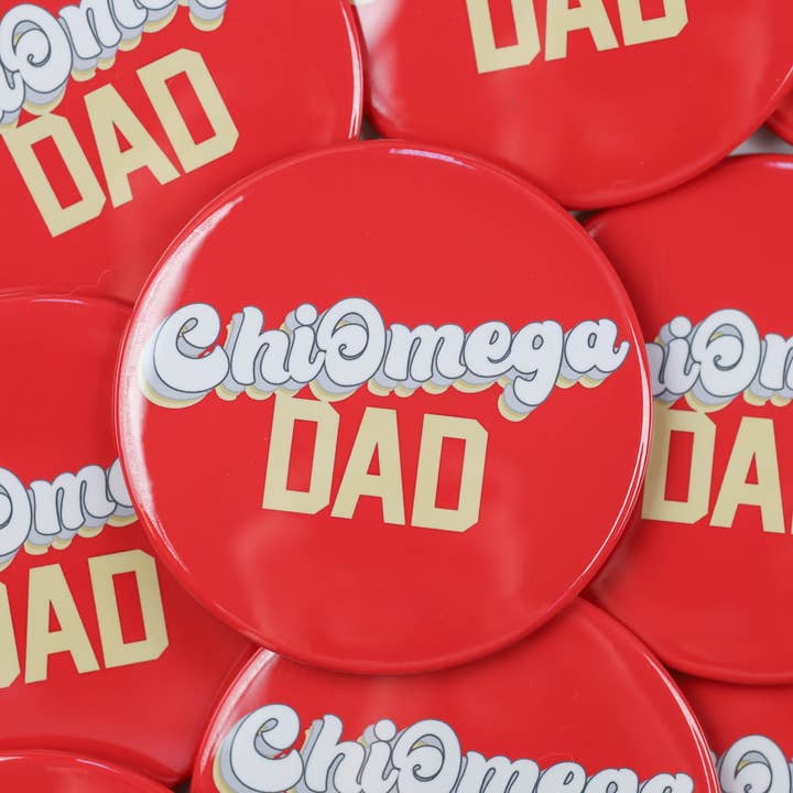 Chi Omega Dad Button | Greek Gifts | Pins for wholesale by Tailgated Co.