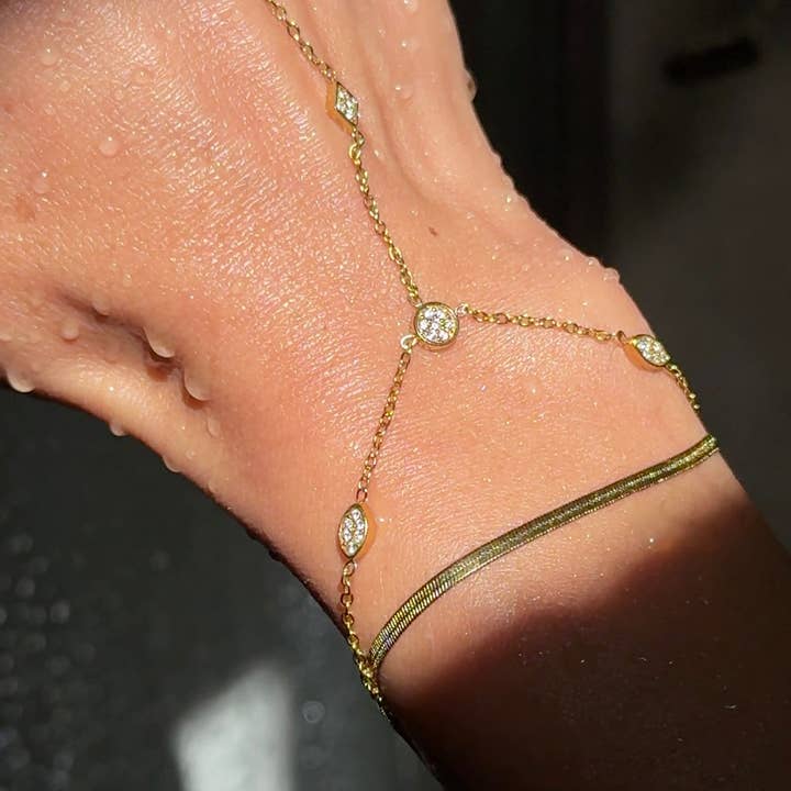 MG Jewelry - Wholesale Link & Chain Bracelet - Amira Hand Chain Bracelet3