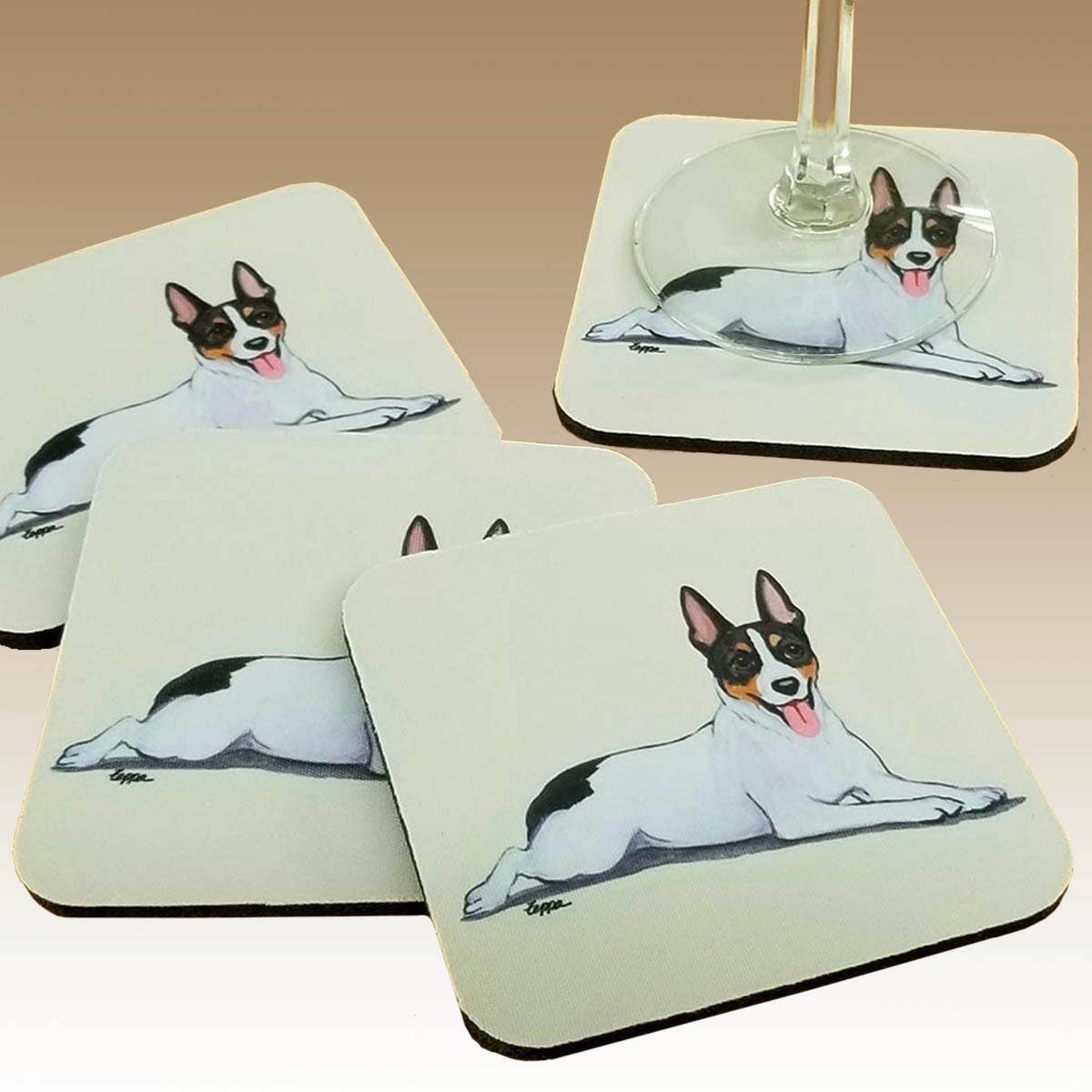 Zeppa Studios - Wholesale Coasters - Dachshund Red Beverage Coasters1