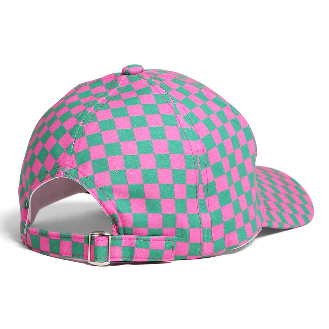 Fashion City - Wholesale Baseball Cap - Women's - Checkerboard Pattern Print Cotton Baseball Cap2