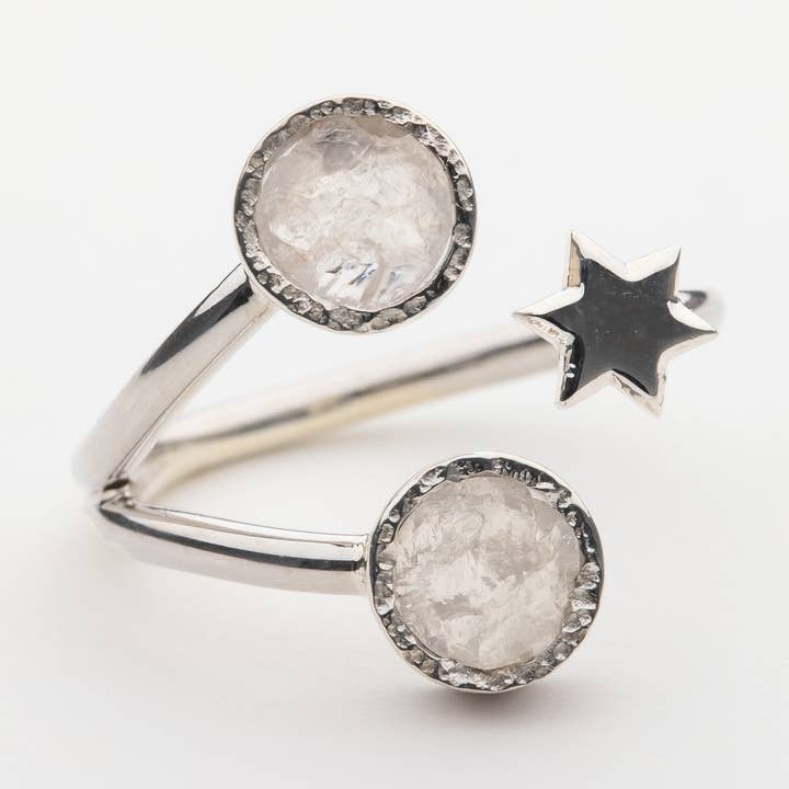 Moonstone Raw Crystal Ring, Adjustable Ring - Dau for wholesale by Koko