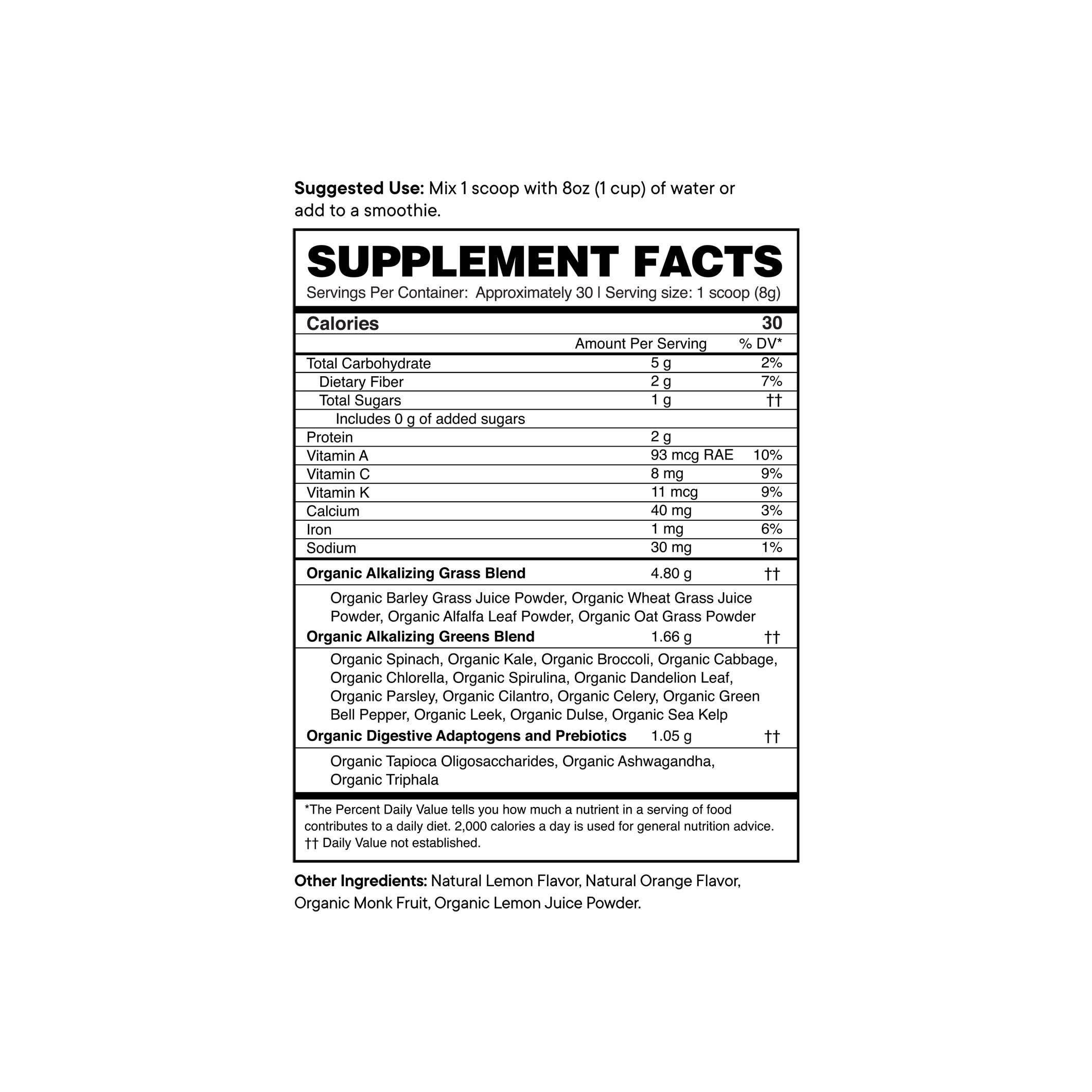 Ora Organic - Wholesale Protein/Superfood Powder - Easy Being Green - Greens Powder - Orange 30 serv1