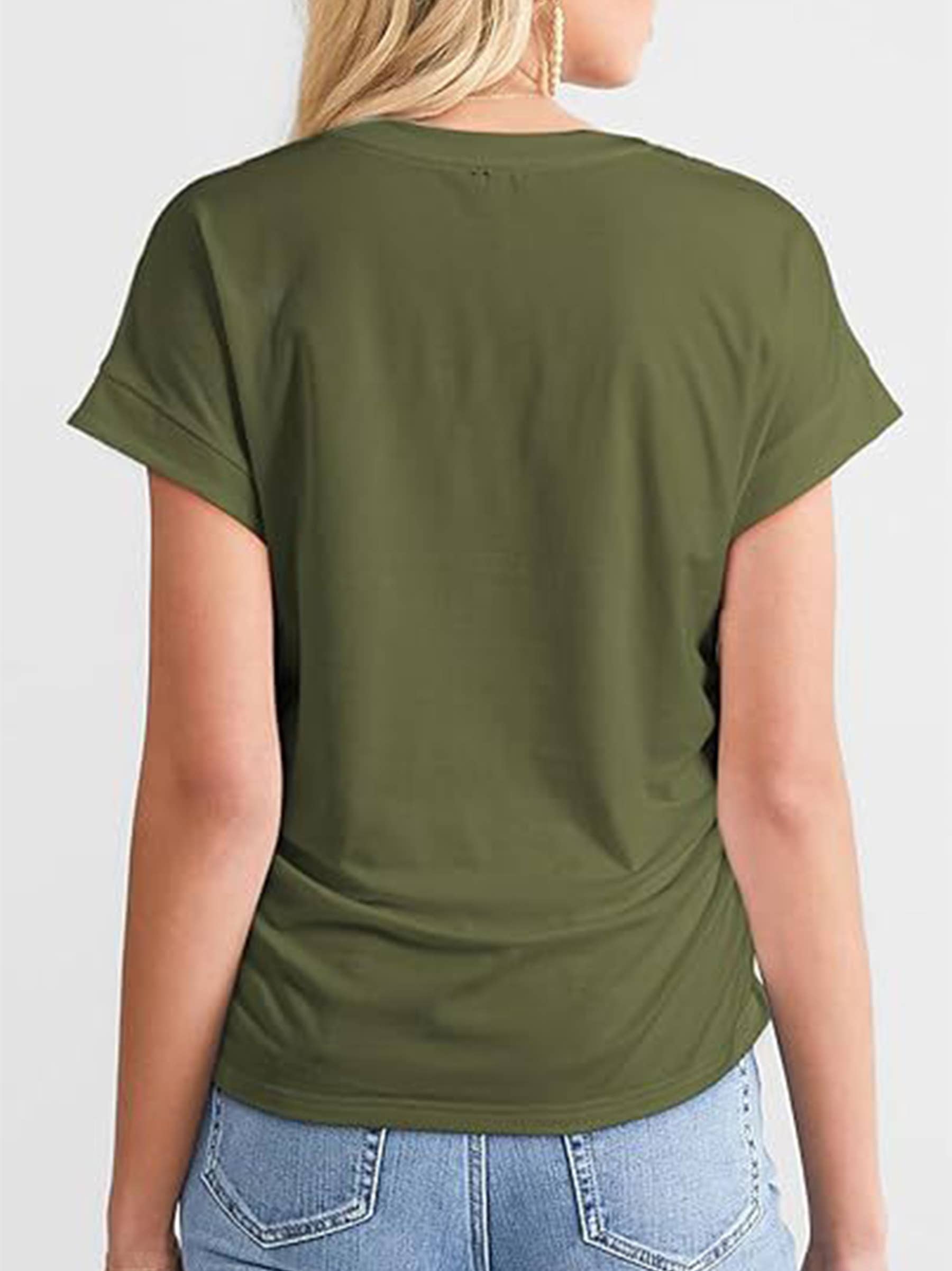 Wholesalesir - Vente T-shirt – femme - Haut plissé uni à manches courtes7