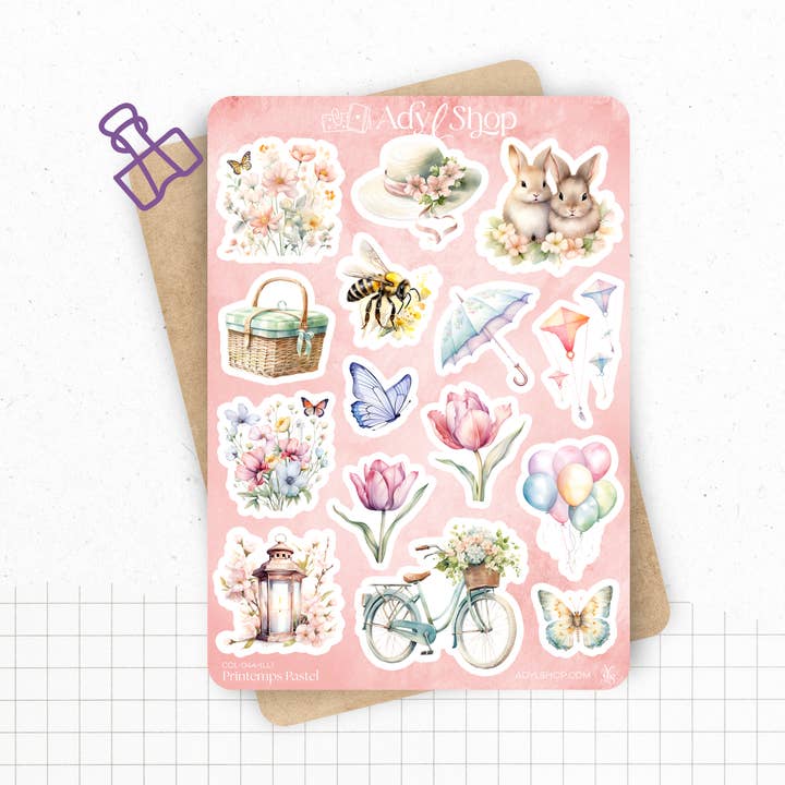 Klistermärkesark "Pastellig vår" för wholesale av AdyLShop