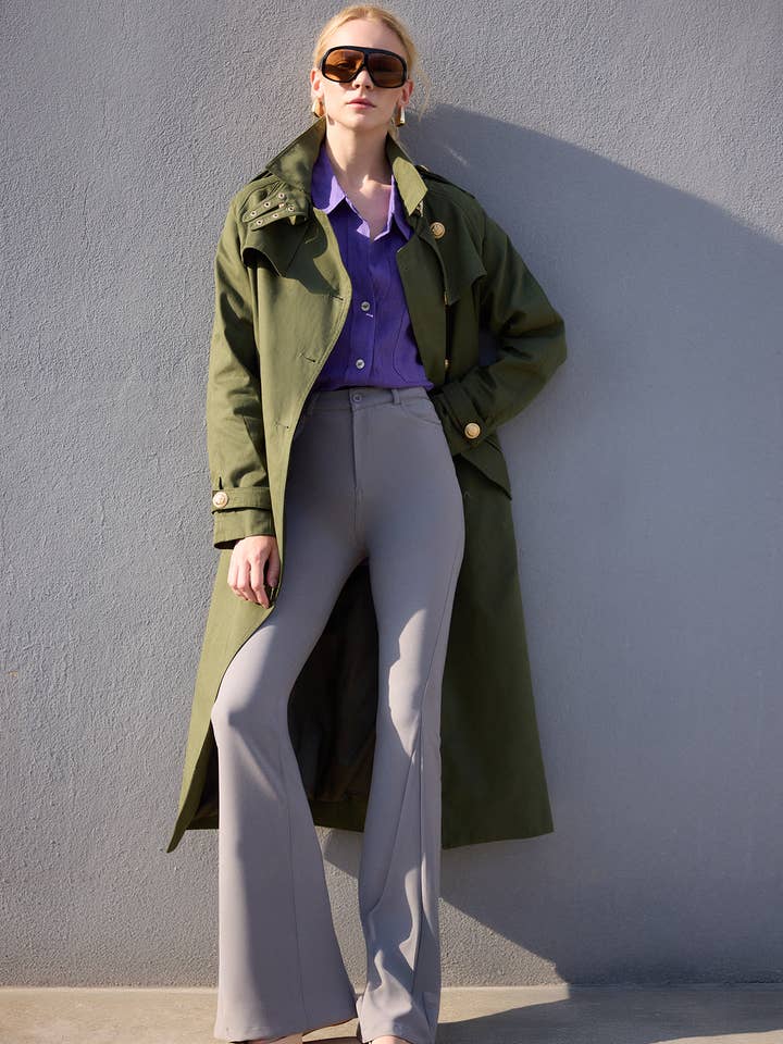 BELTED COTTON TRENCH COAT WITH GOLD BUTTON DETAIL for wholesale by Touché Privé