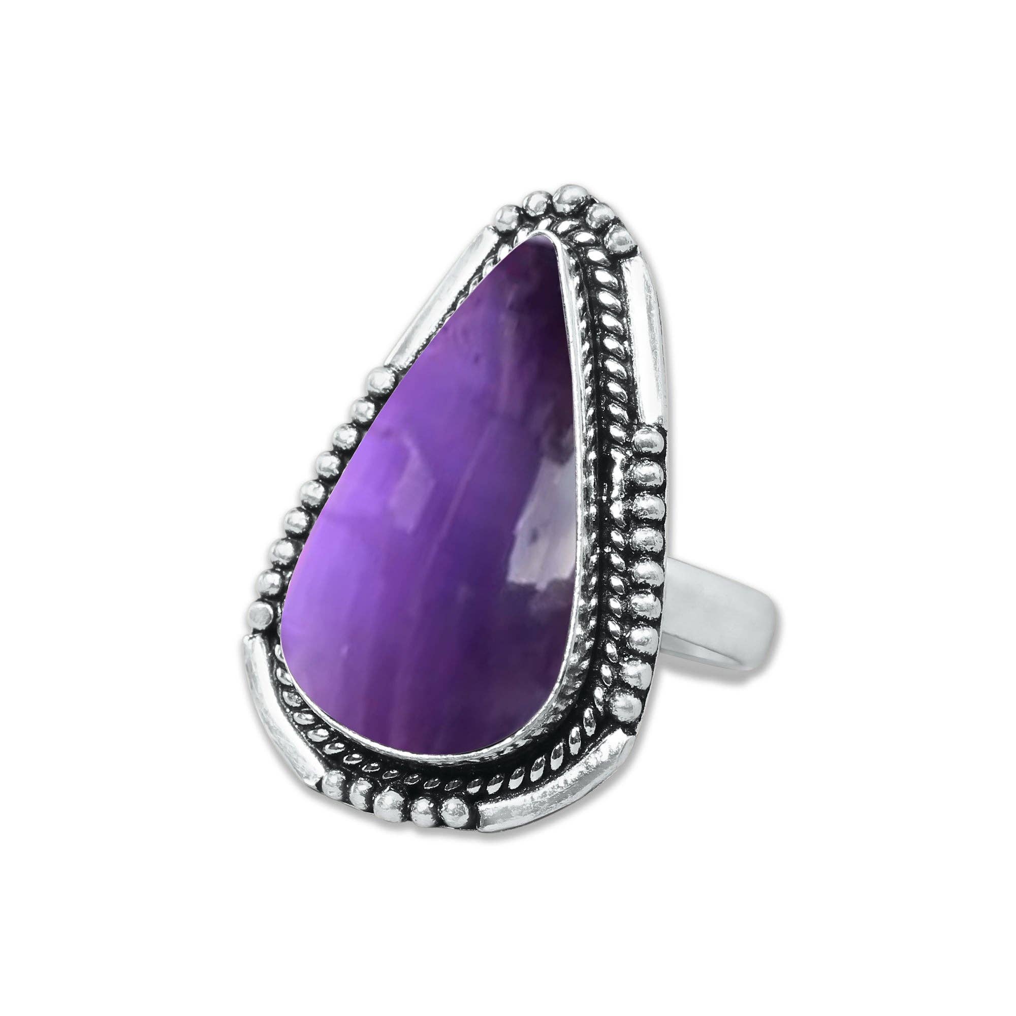 Handmade Jewels - Wholesale Cocktail/Statement Ring - Amethyst Rings for Women – Silver-Plated, Handmade, Deep Purple (US Sizes 6–10, Non-Adjustable)3