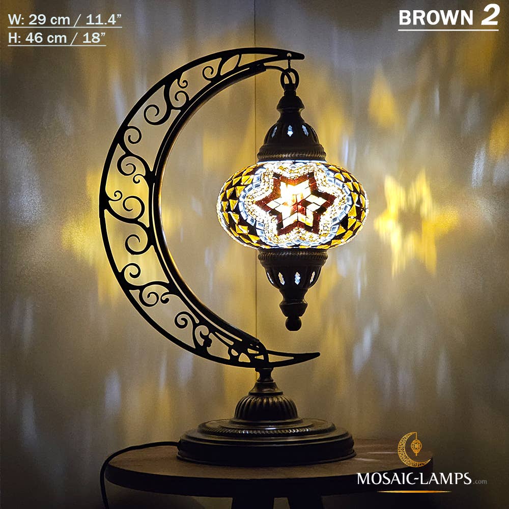 Mosaic Lamps - Wholesale Accent/Desk Lamp - 10+ Colors - Moroccan Moon Table Lamp, Arc, Murano Crescent13