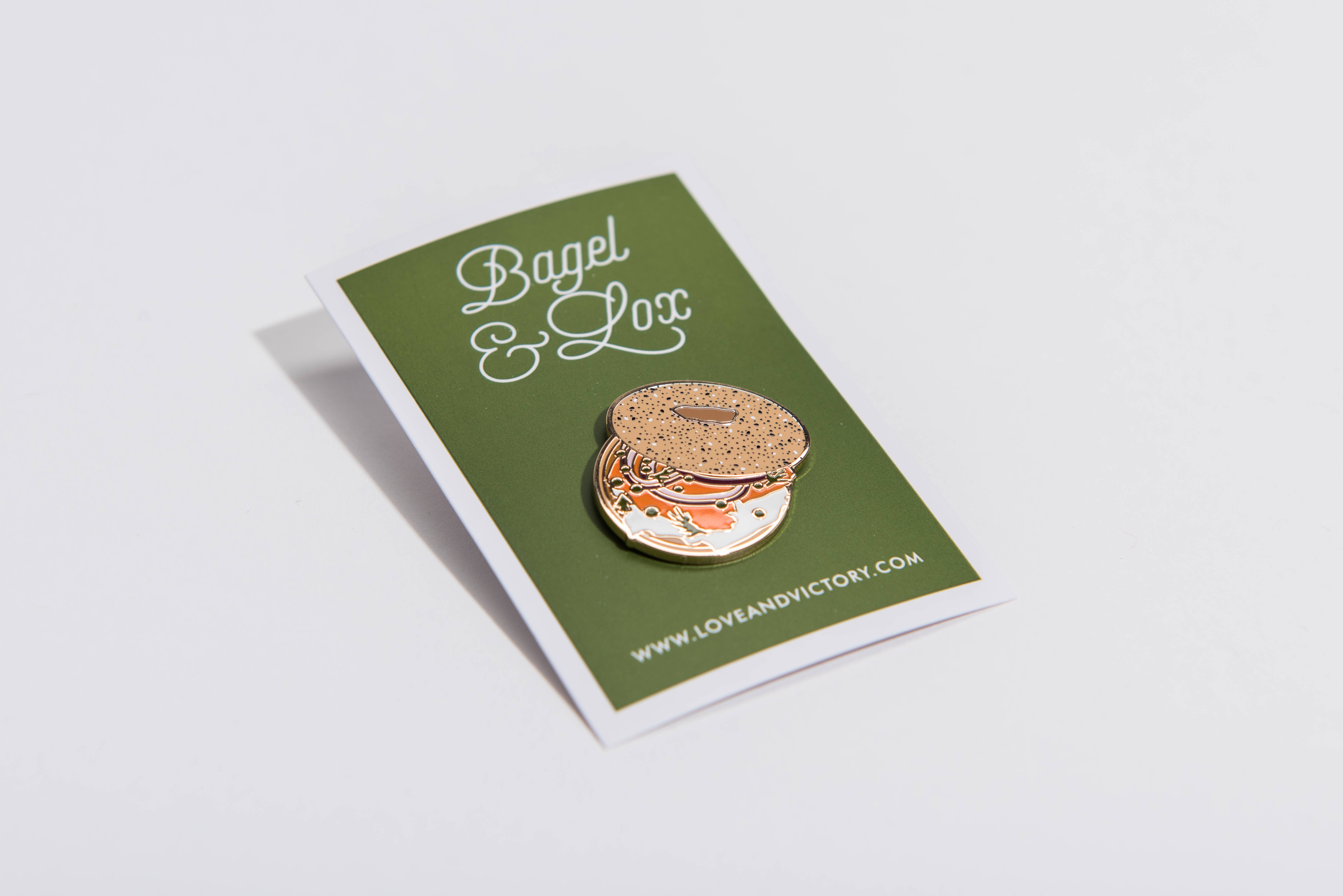 Love & Victory - Wholesale Lapel Pin/Button - Tiny Enamel Bagel & Lox Food Lapel Pin2