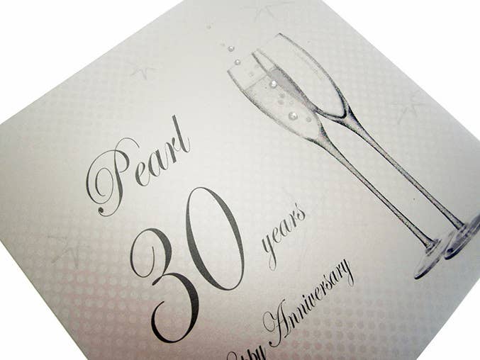White Cotton Cards - Wholesale Anniversary Card - 30- Pearl Anniversary Flutes (BD130)2