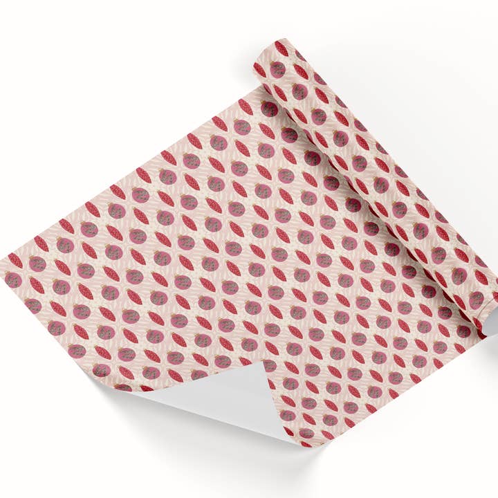 Rolo de Papel de Embrulho com Bolas de Natal em Vermelho e Rosa por atacado de Jasmine Goodwin Designs