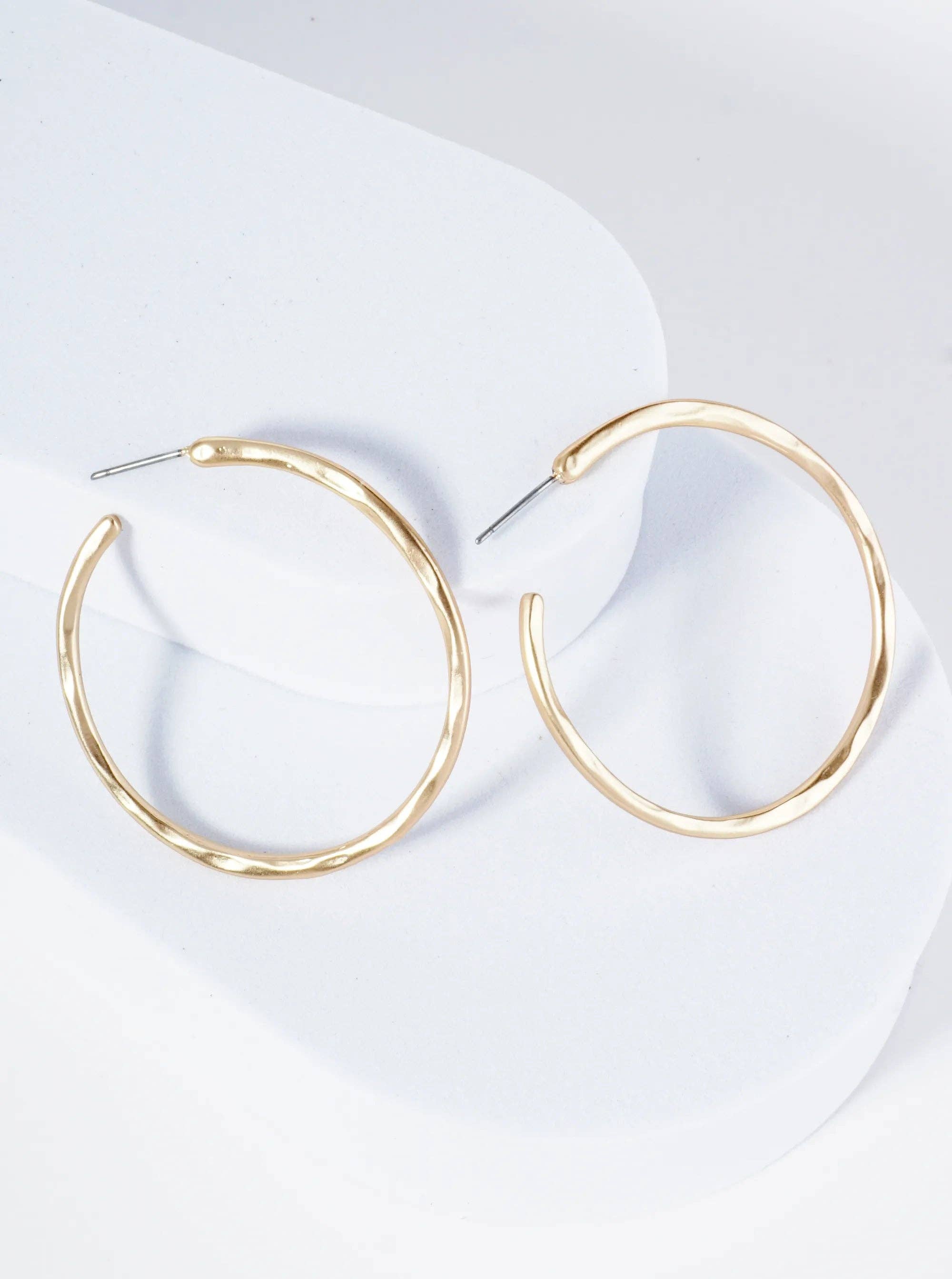 Wild Honey - Wholesale Hoop Earrings - Hammered Metal 45mm Open Hoop Earrings1