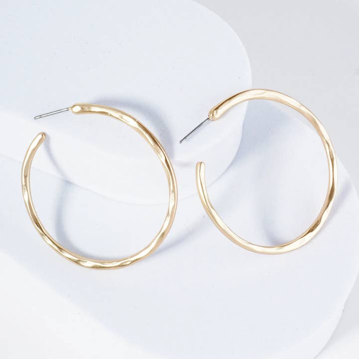 Wild Honey - Wholesale Hoop Earrings - Hammered Metal 45mm Open Hoop Earrings1