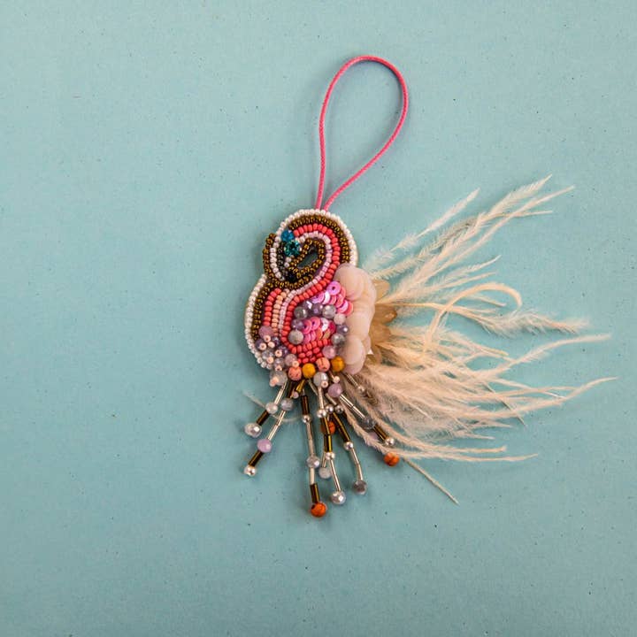 Fancy Flamingo / beaded ornament for wholesale by Gypsea Beach Club