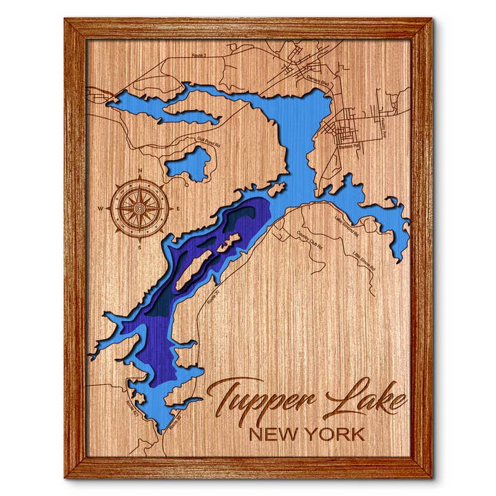 Mapa de Profundidade de Tupper Lake, Nova Iorque - Arte de Parede Única por atacado de Premier Gifts and More