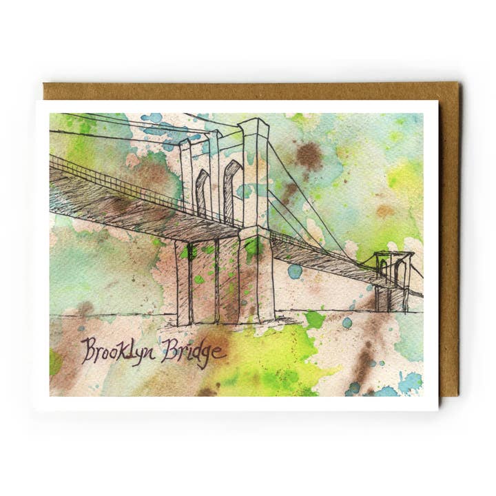 Tamara Garvey Illustration - Wholesale Everyday Greeting Card - Brooklyn Bridge Abstract Blank Card